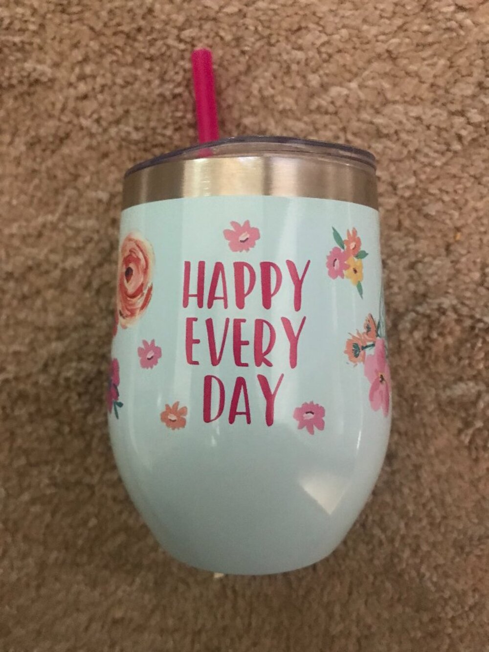 New Pioneer  Woman Stainless Steel Tumbler with straw